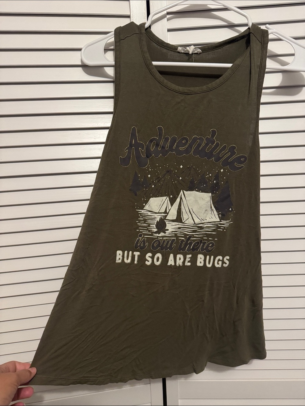 Adventure Graphic Tank Top - Olive Green soft